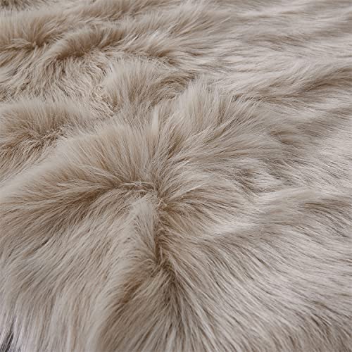 Arbosofe Faux Fur Sheepskin Rug Beige Home Area Rug For Bedroom, Fluffy Small Fur Rug, Fuzzy Furry Shaggy Rug For Living Room 2 X 6 Feet #TOP4