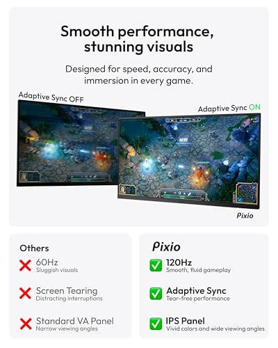 Image of Pixio PX246 Wave 24 inch 120Hz Refresh Rate FHD 1080p Resolution IPS Panel 4ms GTG Response Time Gaming Monitor and PS1S Wave Black Single Monitor Arm