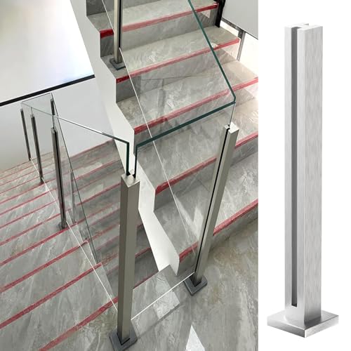 Treppen Handläufe - Treppengeländer, Balustradenpfosten Aus Silbernem Glas, Für Balustraden-Balkon-Terrassen-Treppengeländerpfosten, Zaunpfosten-Gartenplattenpfosten(Color:Middle post,Size:60cm)