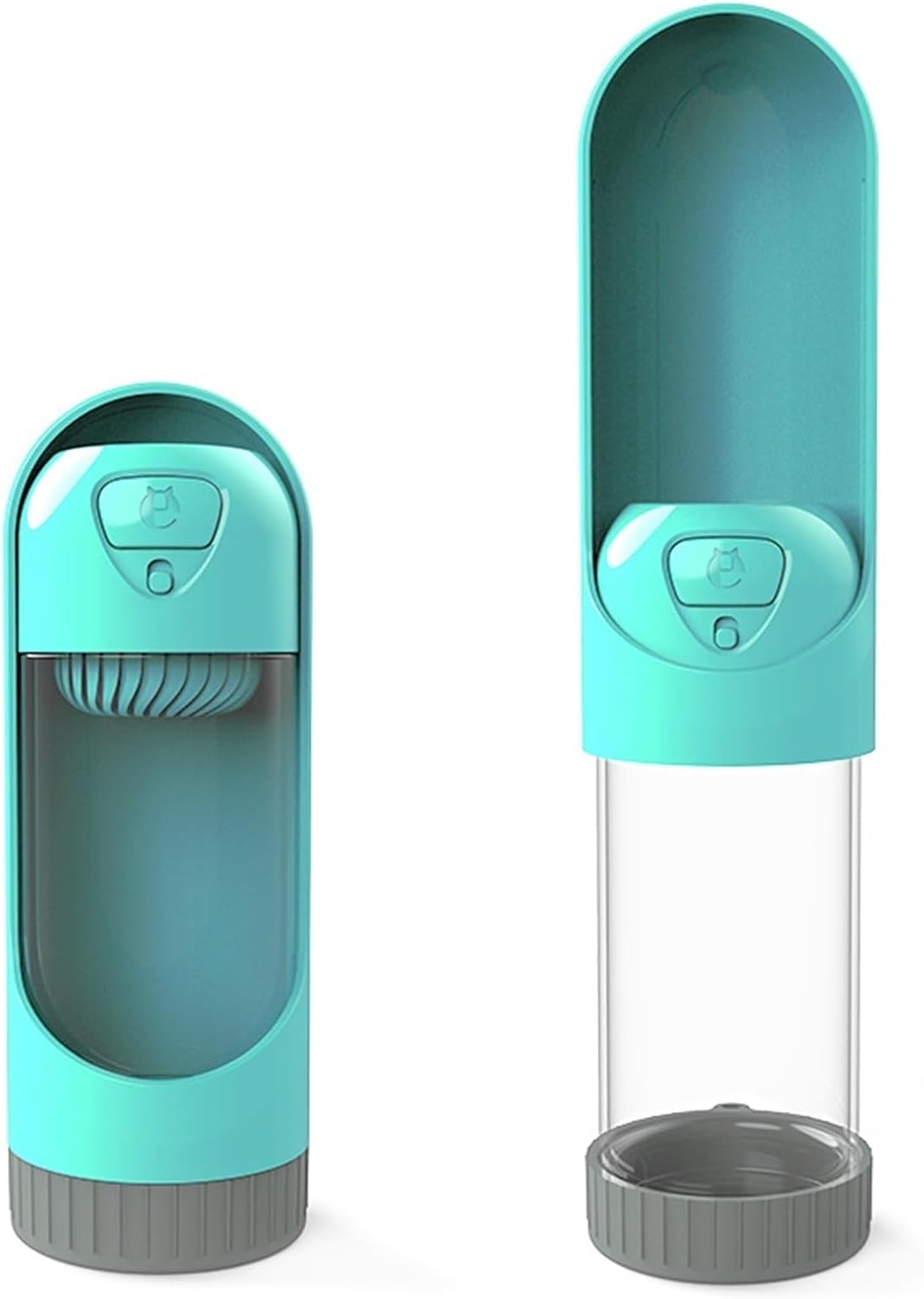 Portable Dog Water Dispenser 400ml with Bowl Travel Bottles Leakproof BPA Free Food Grade for Dogs Travel Walking Hiking Park(Pink)