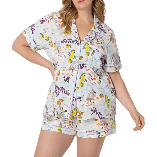 Image of Bed Head PJs Womens Matching Pajamas - Soft Organic Short Sleeve Button Down PJ Shirt & Shorts Set - Sleepwear & Loungewear