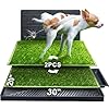 Hompet Dog Potty for Indoor or Porch, 2 Pcs Artificial Grass Training Pads with Pee Baffle, Reusable, Alternative to Puppy Pads, Portable Dog Litter Box for Small/Medium Dogs