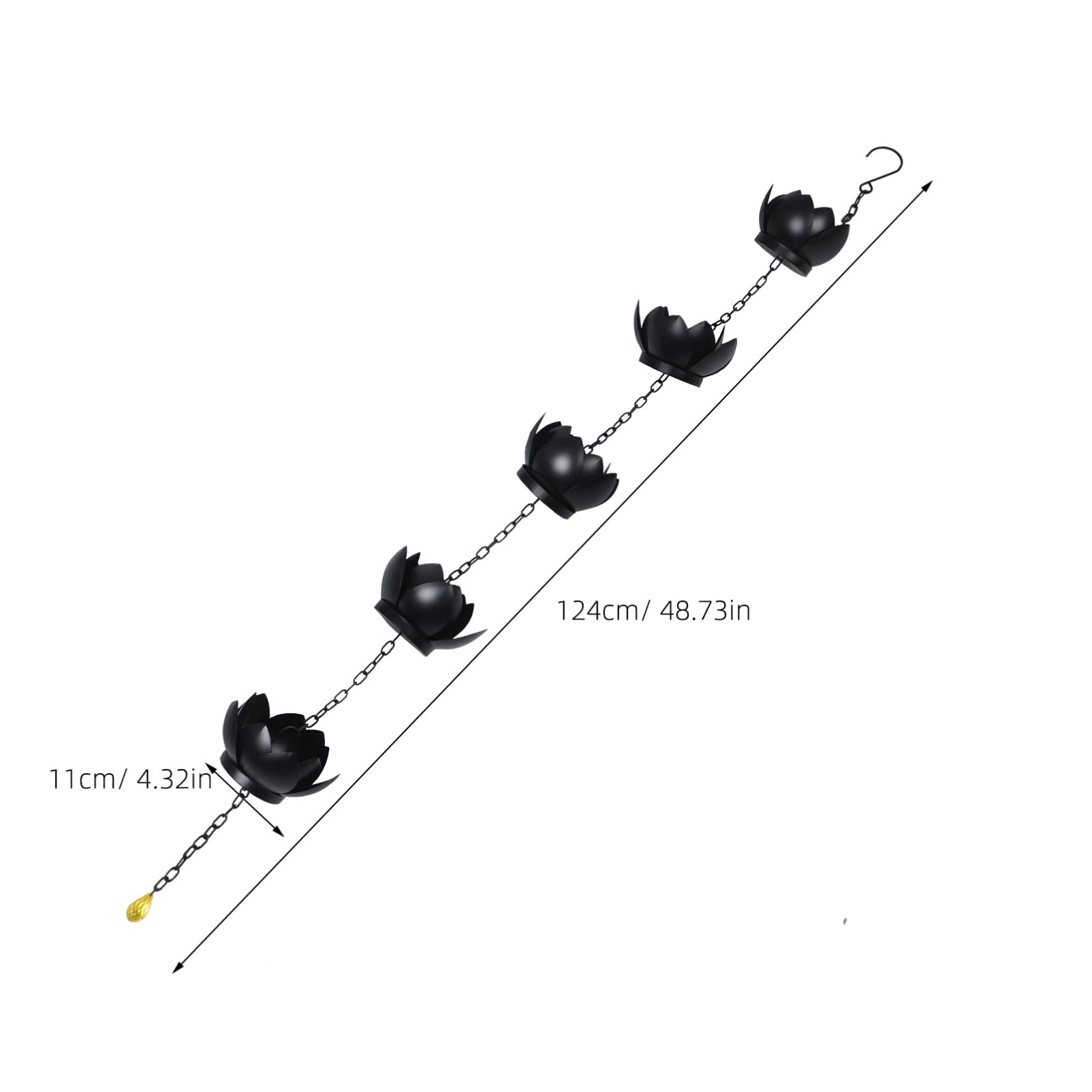 VICASKY Iron Rain Chain Metal Rainwater Guide for Drainage Outdoor Decorative Replacement for Downspouts Black Metal Shaped Rain Chain