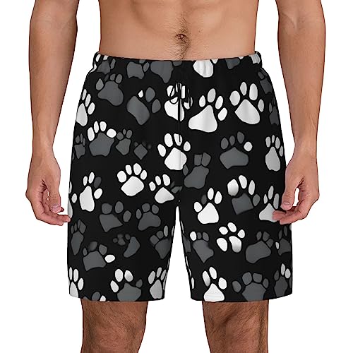 Short de bain homme doublure compression plage motif pattes noir