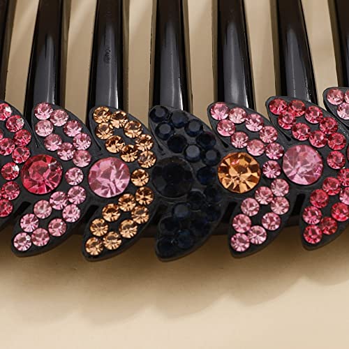 Peines para pelo suelto que evitan caídas con strass rosa de lujo 5