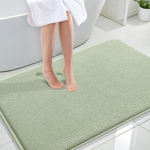 Image of OLANLY Thick Memory Foam Large Bathroom Rugs 44x32, Extra Soft Absorbent Bath Rug, Quick Dry Bath Mat, Non-Slip, Machine Washable Mats for Bathroom, Tub and Shower, Home Decor Accessories, Sage Green