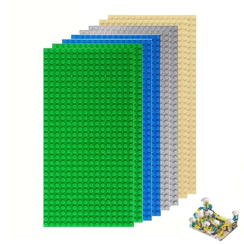 8 placas base clásicas, base de construcción rectangular de 16 x 32 pernos, 12,9 x 25,6 cm, 100% compatible con todas las principales marcas, 4 colores