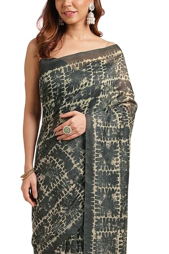 Image of MIRCHI FASHION Women Saree Ajrakh Digital Printed Cotton Blend | Lightweight Professional Office Sari with Blouse Fabric