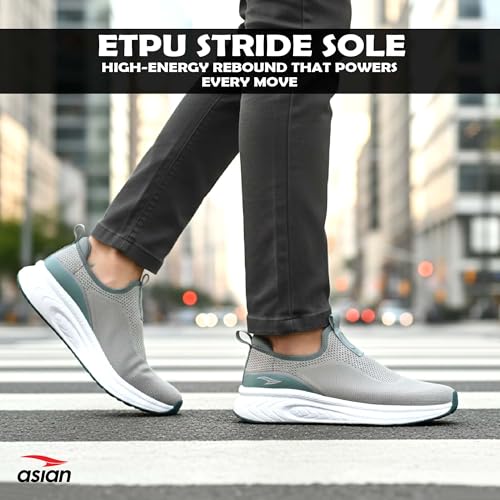 Image of ASIAN Hypercushion Walk-02 Men's Walking Shoes | Slip-On Knit Walking Shoes with E-TPU Energy Return Sole, Memory Foam Arch Support, Breathable Upper & Grip Outsole, Gym & Travel