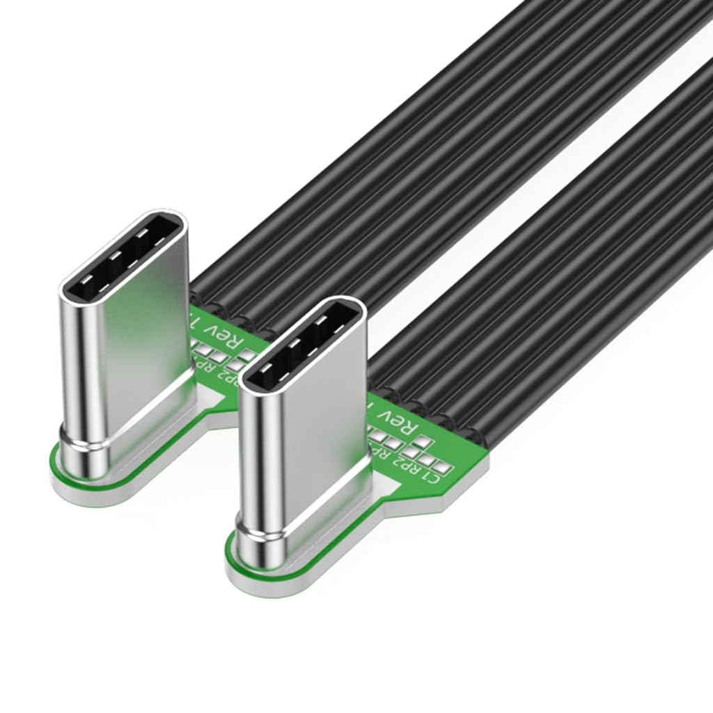 Elnwnnkc Flexible Flat Silicone USB C to USB C Cable Angled for Camera Phones 60W Fast Charging 480Mbps Data