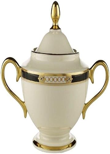 Lenox Hancock Gold Banded Marfil China Tazón de azúcar Ivory