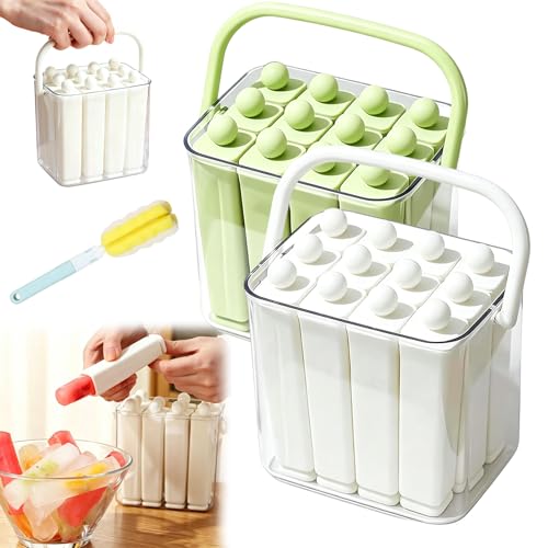 Image of Silicone Ice Stick Tray with Storage Caddy, Ice Cream Mold Tray Set with Storage, 6 Cavity Silicone Ice Stick Set, Easy Release Long Ice Cube Stick Maker for Homemade Frozen Treats (2pcs-f)