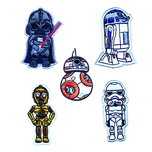Octory Movie Character Iron On Patches for Clothing Saw On/Iron On Embroidered Patch Applique for Jeans Hats Bags (Full Set (5Pcs))