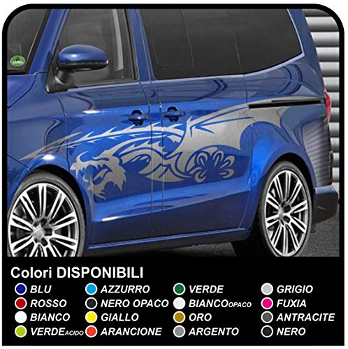 Autocollants drago tuning tribal 250cm | Bande latérale carrosserie pour grand utilitaire et bus