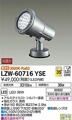 スポットライト　屋外用 Amazon.co.jp : 大光電機 アウトドアスポットライト LZW60716YSE