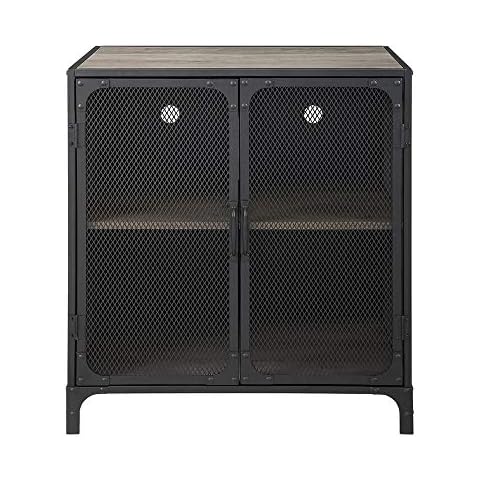 Walker Edison Industrial Metal Mesh Storage Cabinet Cover