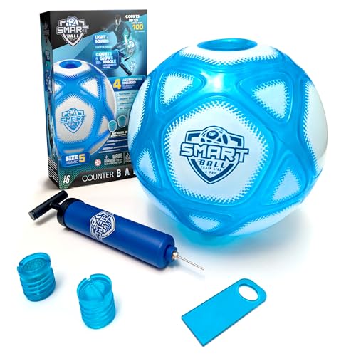 Smart Ball Official SBCB1-A2 Interactive Soccer Training Ball w/Pump - Gift f/Boys & Girls, Counting Ball w/Bright Lights and Voice Sounds - Tracks up to 100 Kicks w/Speaker - Size 5-2 Play Modes