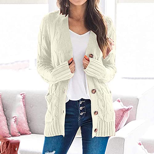 Womens Cardigan Sweaters with Pockets Fall Long Sleeve Knit Sweater Open Front Cardigan Button Down Loose Outerwear2