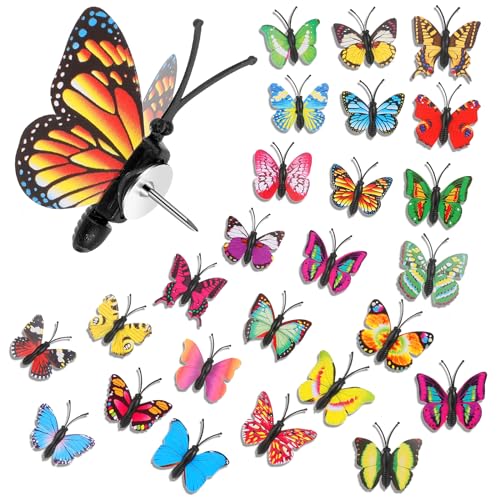 蝶 画鋲 30個セット 装飾 かわいい プッシュピン カラフルなプッシュピン ストレージボックス付き 写真 はがき 掲示板 クラフト プロジェクト 壁 コルクボード オフィス キュービクルデコレーション