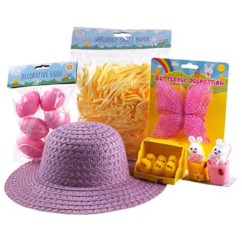 Girls Make Your Own Easter Bonnet Hat Complete 5 Piece Making Kit - Purple Butterfly Cover