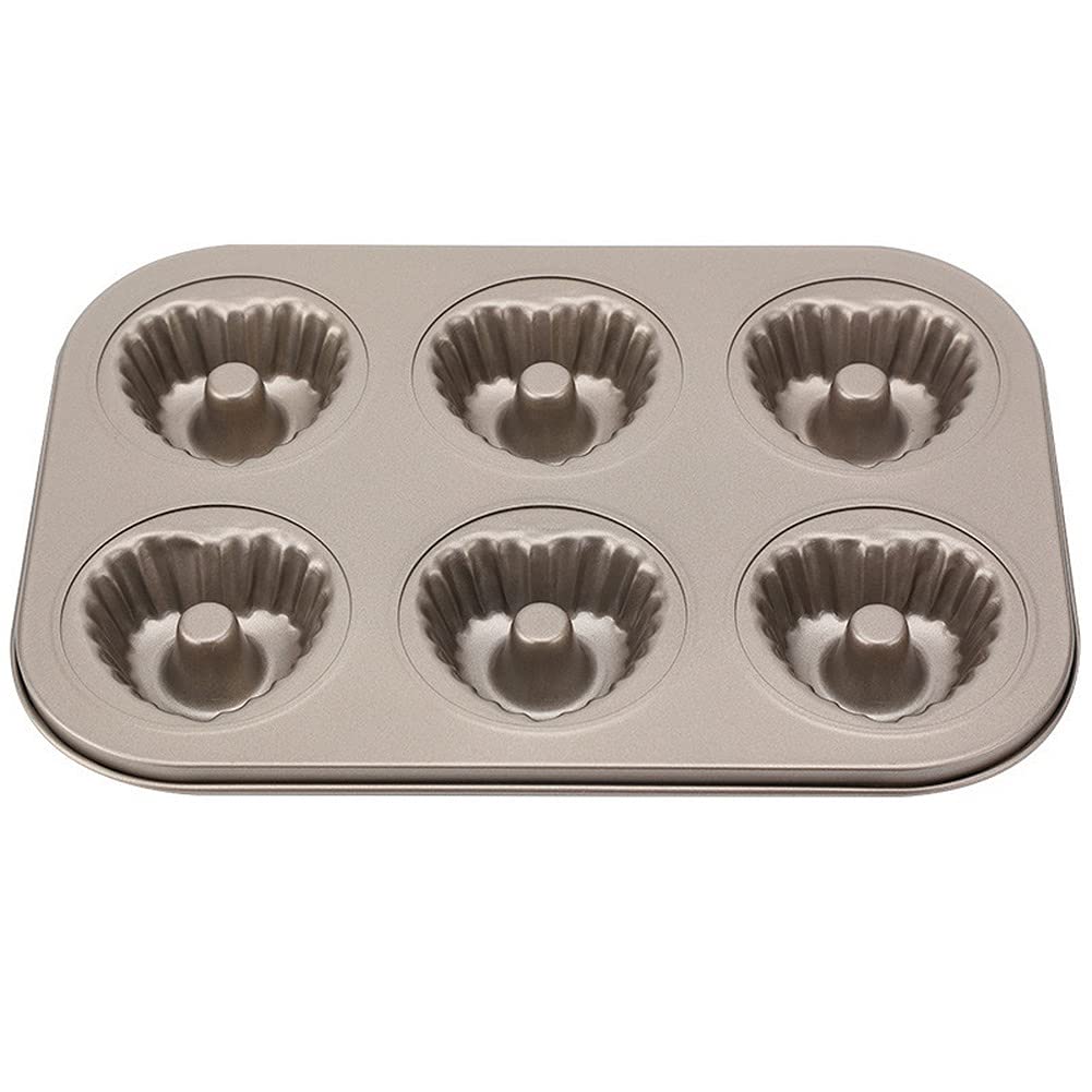 6 Cavity Stainless Steel Donut Mold DIY Cake Mould Kitchen Tool Baking Pan (D)