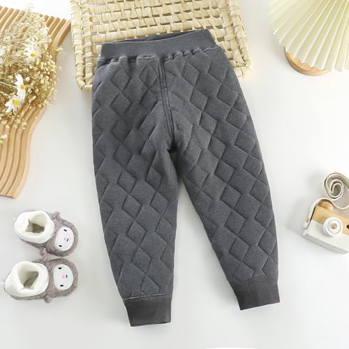 YiZYiF Kids Boys Girls Breathable Solid Color Padded Pants Elastic Waistband Quilted Trousers Sleepwear2