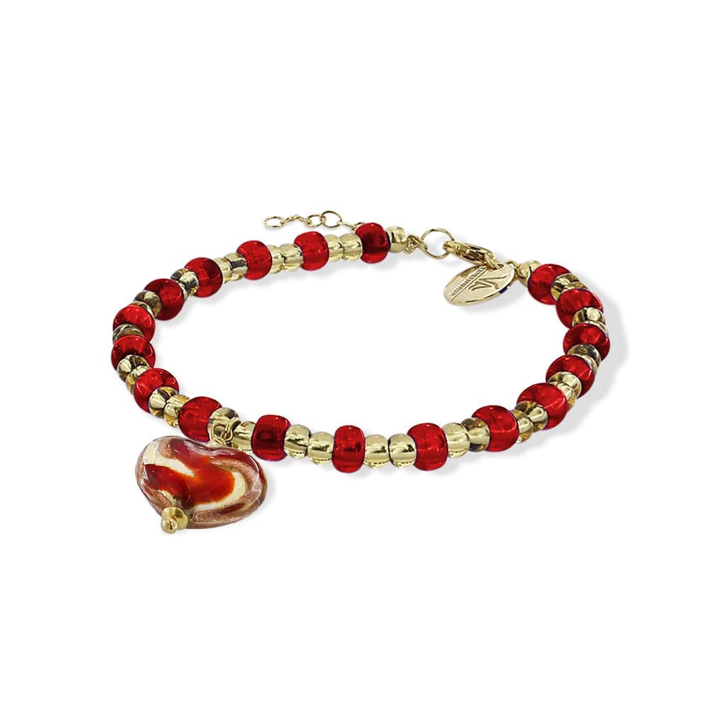 Venetiaurum - Pulsera con Colgante Corazón en Cristal de Murano Original y Plata 925 - Joya Made In Italy Certificada