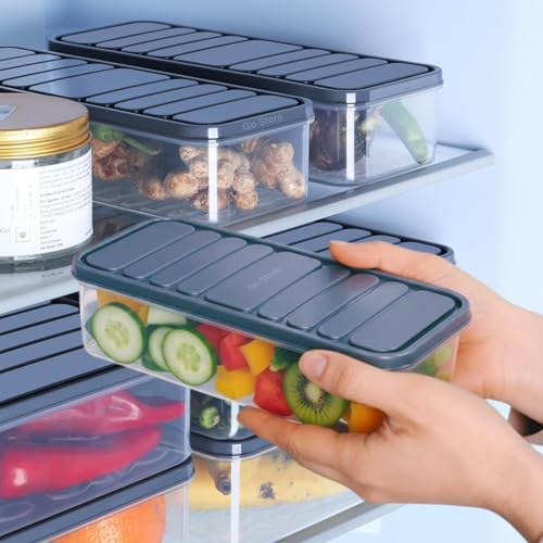 Image of GO STORE 2 Pcs Plastic Storage Containers Set for Kitchen | Pantry Organizer Kitchen Accessories Items, Fridge Storage Boxes | Leak-Proof, Durable and Space-Saving (1200ml)