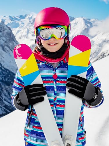 Image of Geyoga Kids Waterproof Winter Snow Ski Gloves for Boy Girl Outdoor Warm Thickening Snowboard Gloves