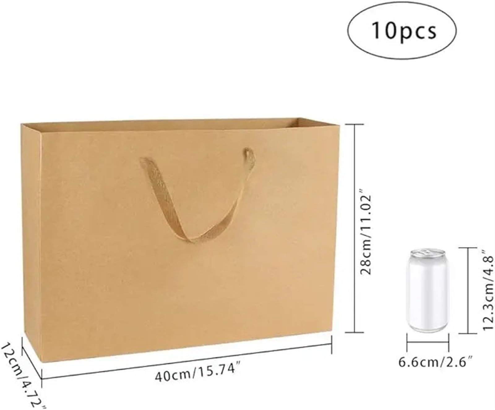 Sacchetti Carta Kraft Borse for la spesa in carta Kraft di con manici regalo for feste in(40x28x12cm 10pc)