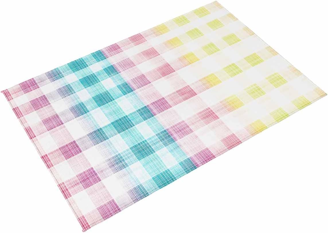 Easter Outdoor Rug 4x6 ft Buffalo Plaid Outdoor Large Area Rug Non Slip Rubber Easter Colorful Checkd Front Door Mat RV Rug Camping Carpet Patio Outdoor Rugs for Backyard Balcony Indoor Spring Decor
