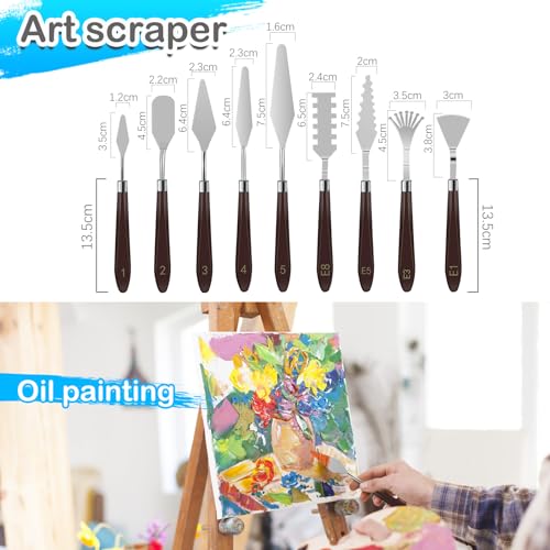 Malmesser,Spachtel Acrylmalerei,Spachtel Set 15 Stück Acrylmalerei Zubehör,9 Palettemalmesser für Strukturpaste+6 Abstreifermesser Acryl Spachtel Kunstlerbedarf zum Ölgemälde
