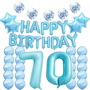 Partyzubehör zum 70. Geburtstag, blau, Zahl 70, Mylar-Ballon, Latex-Ballon, Dekoration, tolles süßes Geschenk zum 70…