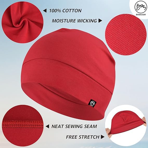 Image of Cooling Cotton Skull Caps for Men Women, Lightweight Beanie Sleep Hats Breathable Helmet Liner
