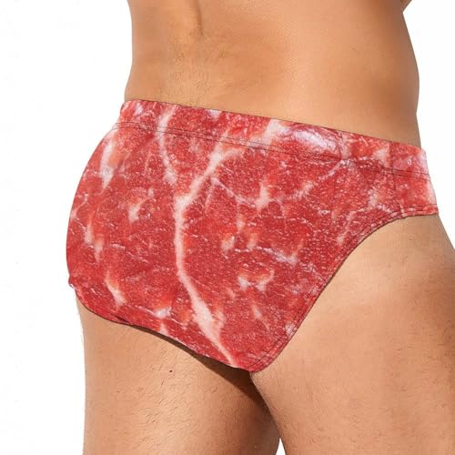 Raw Meat Pork Pattern Mens Swim Briefs Quick Dry Swimming Trunks Training Swimsuit Low Rise Swimwear3