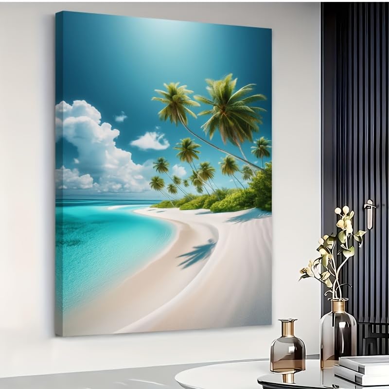 Tableau sur toile plage paradisiaque 70 x 90 cm impression HD - 2