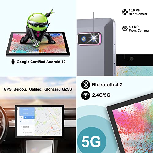 BYYBUO 10,1 Zoll Android 12 Tablet, Octa-Core 2,0 GHz-Prozessor, neues Upgrade Smartpad Tablet 7000mah, 4G RAM+ 64 GB ROM, erweitert auf 512 GB, 1920x1200 Auflösung, Grau Tablets Prime 2023 – Bild 5