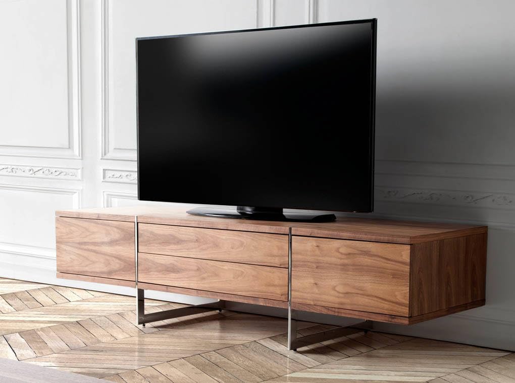 Ángel Cerdá - TV-Ständer aus Nussbaum mit Stahlbeinen - TV-Ständer aus Holz mit sanft schließenden Türen und Schubladen - modern, langlebig und funktionell - 180 x 56 x 46 cm