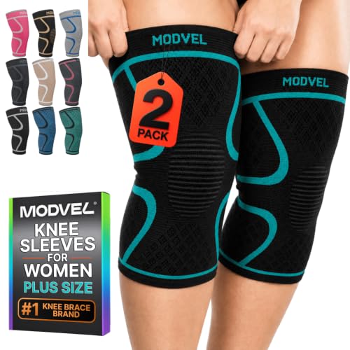 Image of Modvel 2 Pack Knee Brace for Women - Knee Support for Walking, Knee Compression Sleeves for Pain Relief, Knee Sleeves for Women, Knee Brace for Sports, Workouts & Arthritis