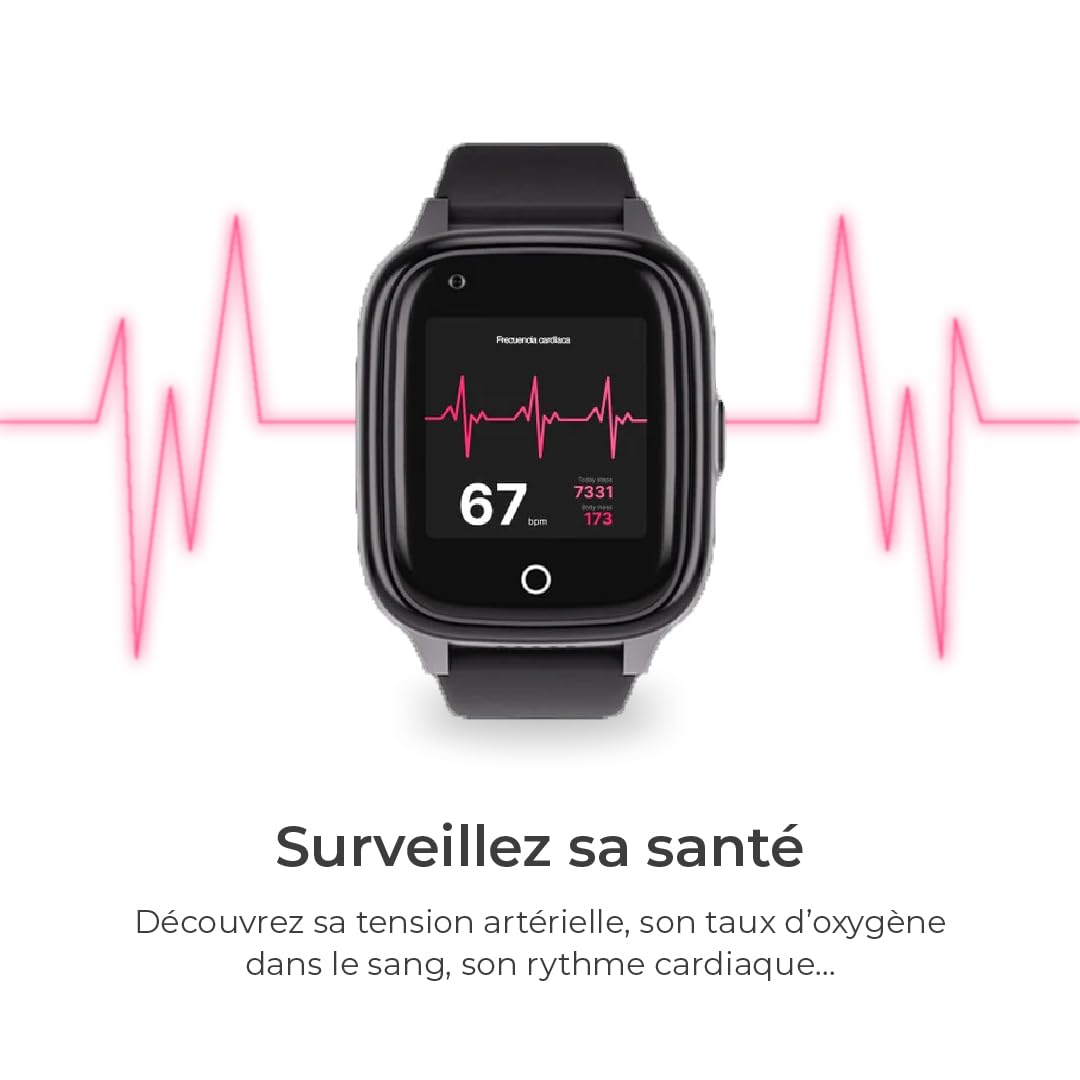 SaveFamily Senior | Montre Localisatrice pour Personnes Âgées avec GPS, Appels, Alerte en Cas de Chute, SOS, Rappel de Prise de Médicaments, Capteurs de Santé | Couleur Noir