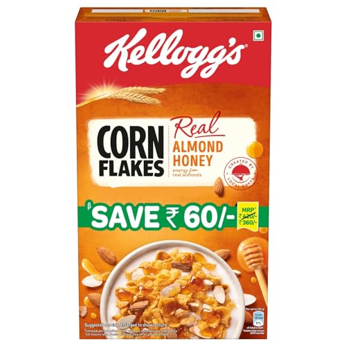 Kellogg’s Corn Flakes Real Almond Honey 650g | High in Iron, Vitamin B1, B2, B3, B6 & C | Naturally Cholesterol Free | Corn Flakes, Breakfast Cereal Kellogg’s Corn Flakes Real Almond Honey 650g | High in Iron, Vitamin B1, B2, B3, B6 & C | Naturally Cholesterol Free | Corn Flakes, Breakfast Cereal