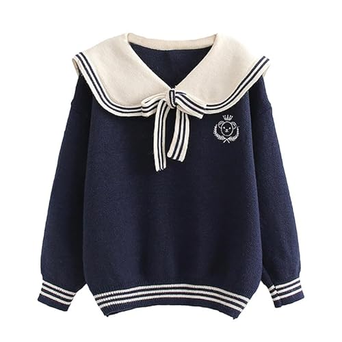 BAIMORE Teen Girls Kawaii Japanese Sailor Collar Cartoon Bear Embroidery