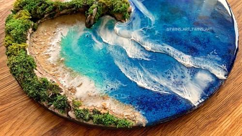 Tableau océan résine époxy mousse naturelle contre les murs vides