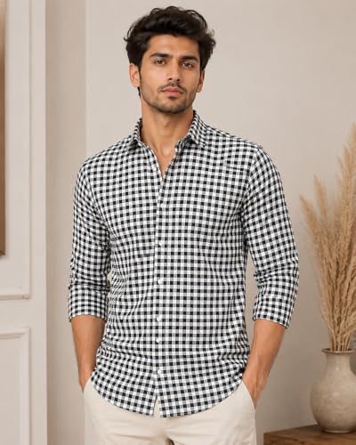Image of Cotswool Checks Unstitched Shirt Fabric 2.25 Meter, 44 Inch