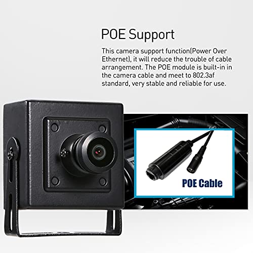 REVOTECH Mini Fisheye POE IP Camera, HD 3MP Indoor Security Camera 1.44mm Lens 180 Degree Wide Angle P2P Remote View CCTV Video Cam H.265 (I706-4-P Black) - Thumbnail 3