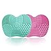 2 Packungen Make-up Pinsel Reinigungsmatte, Silikon Makeup Pinsel Reiniger, Makeup Pinsel Reinigungspad und Schrubber mit Saugnapf, Tragbares Waschwerkzeug für Make-up Pinsel (Rosa & Grün)