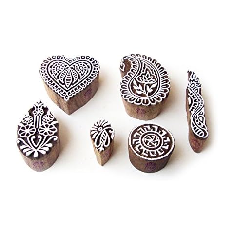 Royal Kraft Heart and Paisley Hand Made Designs Wooden Block Stamps (Set of 6) Cover