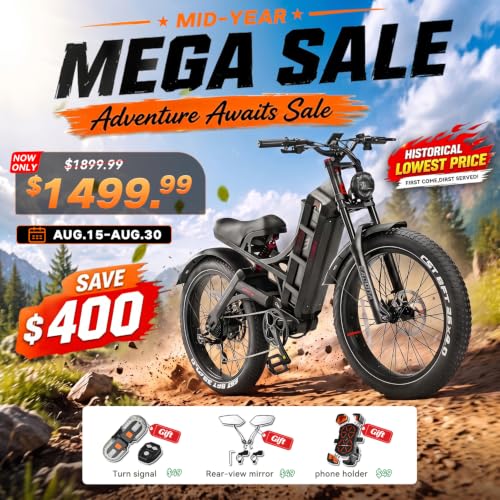 Image of 2026 eAhora Romeo Pro 3 /2 52-46 Mph Electric Bike for Adults, 6000W /4000W /2500W Dual Motor Ebike 60V 80Ah /52V 70Ah Battery 235+Miles Long Range, 26*4.0 inch /20*4.5 inch Fat Tire, Full Suspension, All Terrain