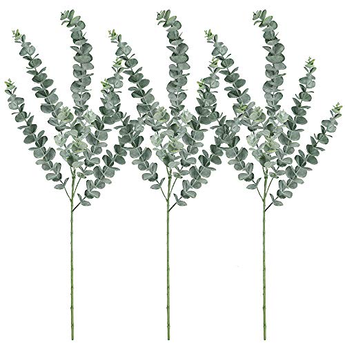 Supla 3 Pcs Faux Eucalyptus Leaves Spray Artificial Eucalyptus Branches Plants Artificial Greenery