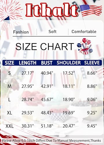 Image of Ithalt Men's American Flag Shirt 4th of July T-Shirt USA Patriotic Tee Shirt Independence Day Top